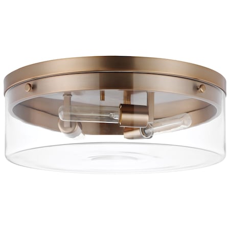Nuvo Intersection Large Flush Mount - Burnished Brass with Clear Glass 60/7538